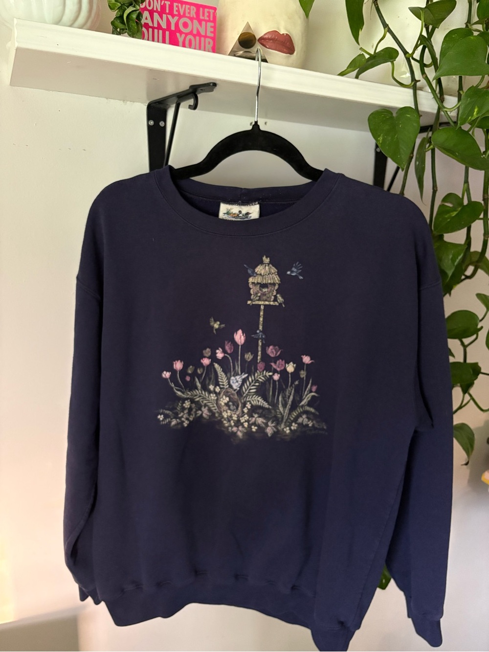 Northern Reflections Navy Floral Birdhouse Sweatshirt